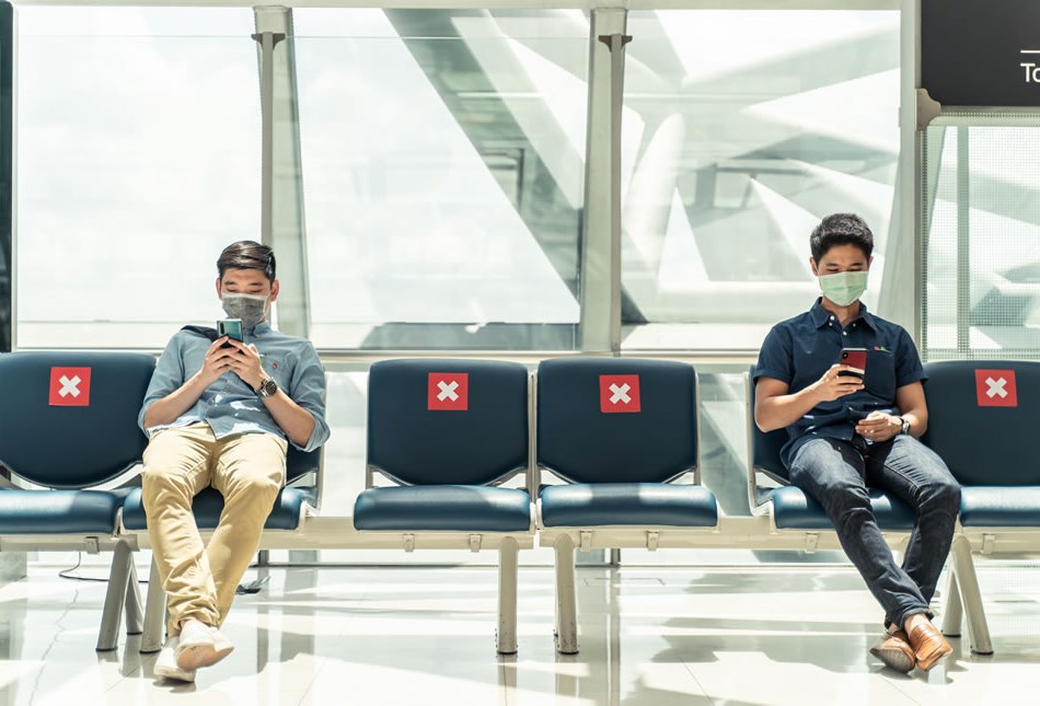 Increase efficiency of existing infrastructure Airport terminal seating restrictions for physical distancing of passengers during pandemic control measures.